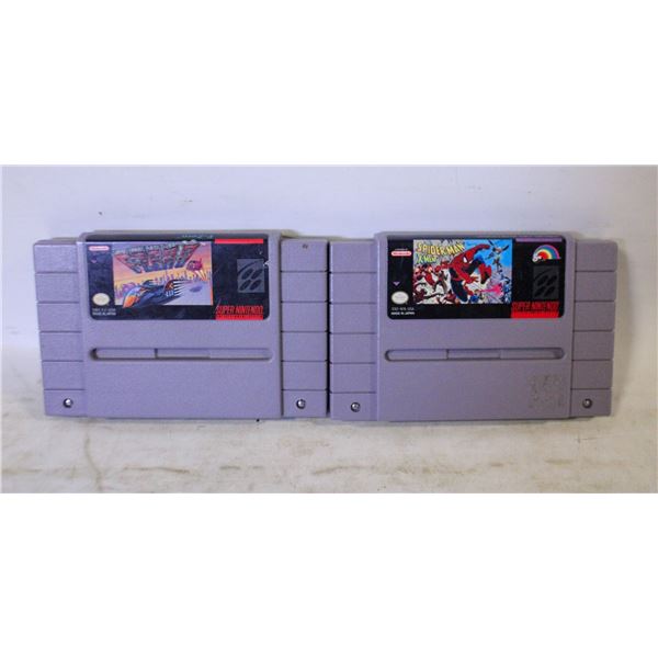 SPIDERMAN + F-ZERO SUPER NINTENDO GAMES