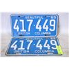 Image 1 : MATCHING SET OF 1965 BC LICENSE PLATES