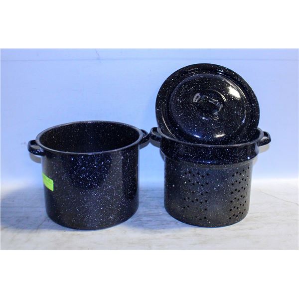 ENAMELWARE POT WITH STRAINER