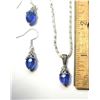 Image 1 : 10)  MID BLUE AUSTRIAN CRYSTAL PENDANT AND