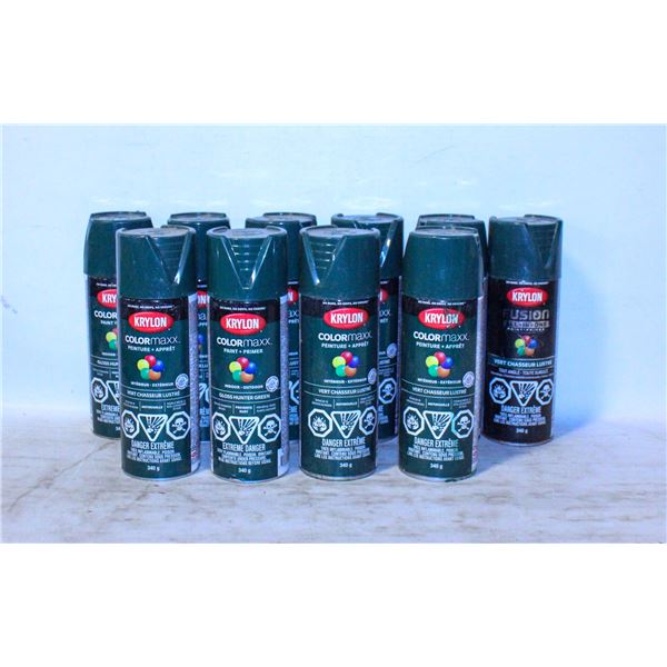 LOT OF KRYLON GREEN SPRAY PAINT