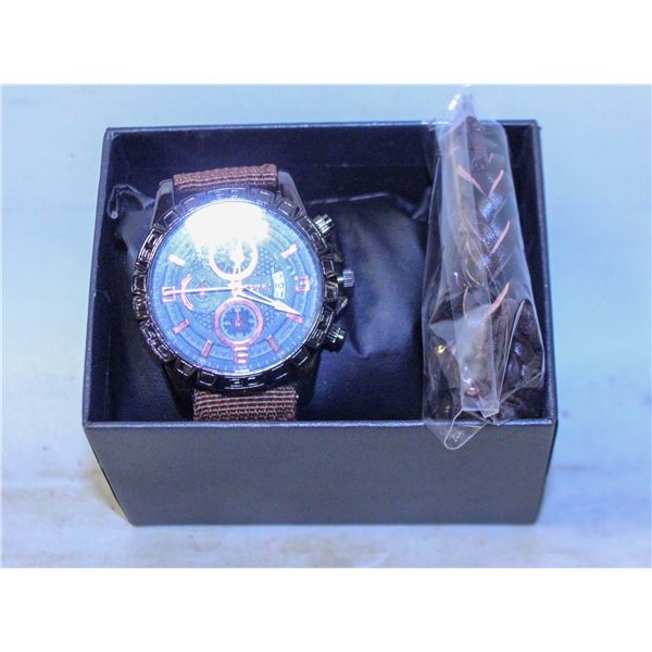 BROWN & COPPER WATCH AND BRACELET (3) SET