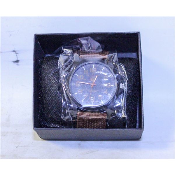 BROWN & BLACK WATCH WITH DATE