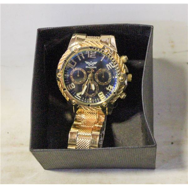 NAUTICAL STYLE BLACK & GOLD COLOURED WATCH