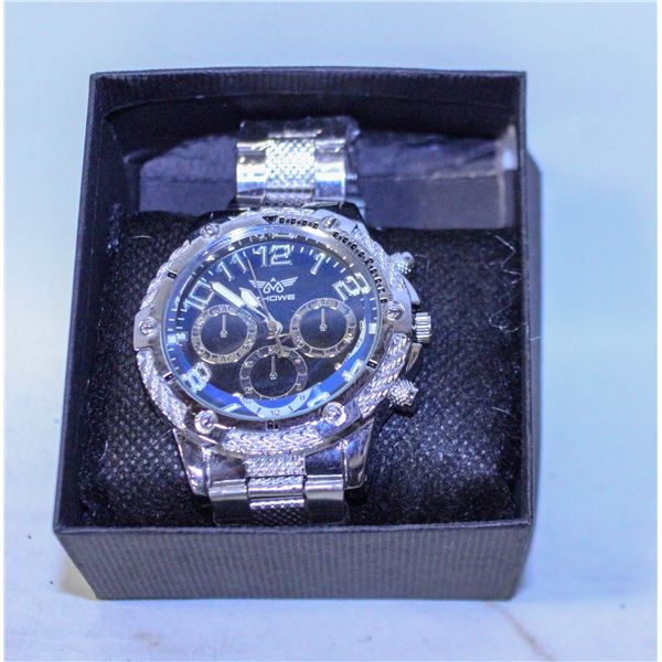 NAUTICAL STYLE BLACK & SILVER  COLOURED WATCH