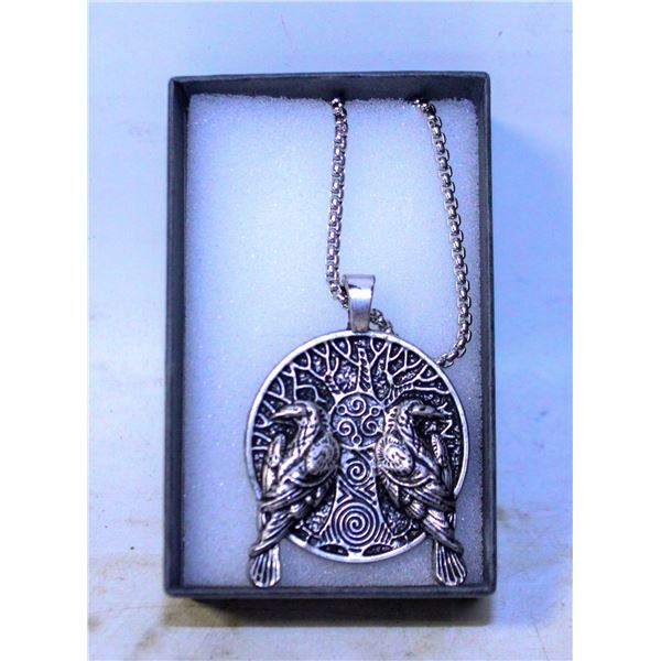 RAVENS FLANKING TREE OF LIFE PENDANT (REVERSIBLE)