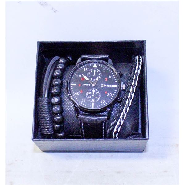 THIN BLACK WATCH & BRACELET (4)