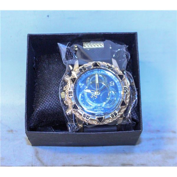NAUTICAL STYLE BLACK & GOLD COLOURED WATCH