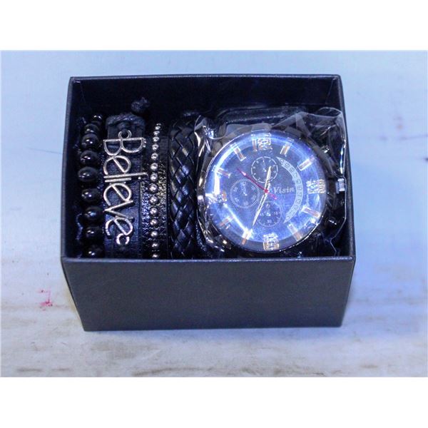 BLACK WATCH & BELIEVE BRACELET SET