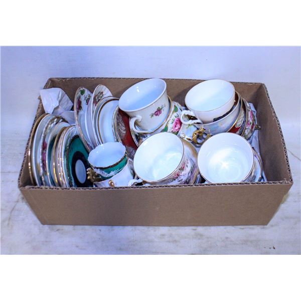 CHINA TEACUPS & SAUCERS- LOT OF 17 ASST.