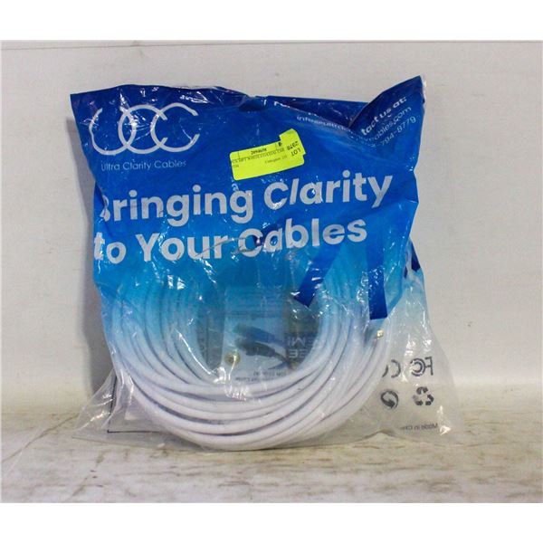 2 PCS 30FT WHITE COAXIAL CABLE WITH