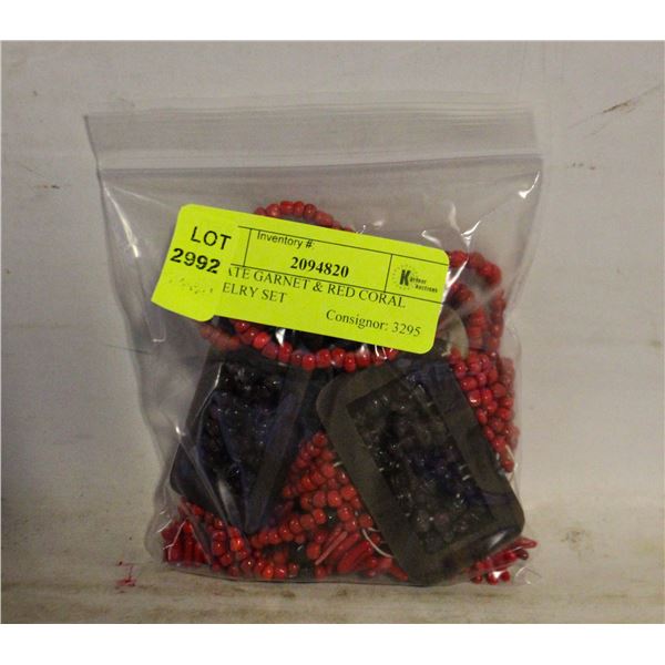 ESTATE GARNET & RED CORAL JEWELRY SET