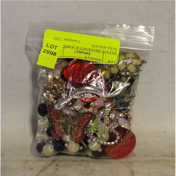 ESTATE BROOCHES & JEWELRY BAG FULL-ESTATE
