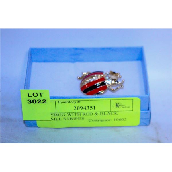 LADYBUG WITH RED & BLACK ENAMEL STRIPES