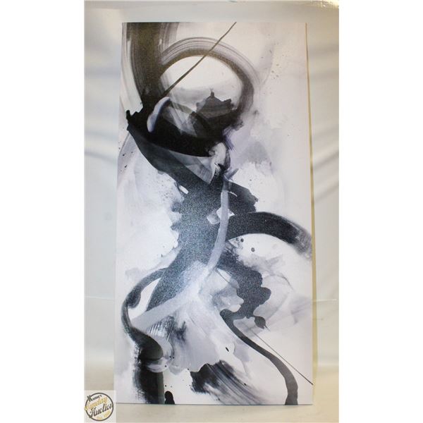 NEW ABSTRACT WALL ART CANVAS BLACK WHITE 20 X 40"