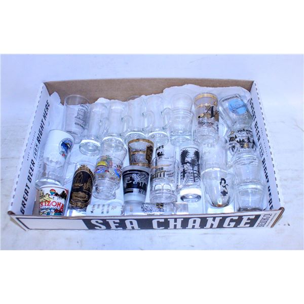 VINTAGE SHOT GLASSES- LOT OF 28 ASST.