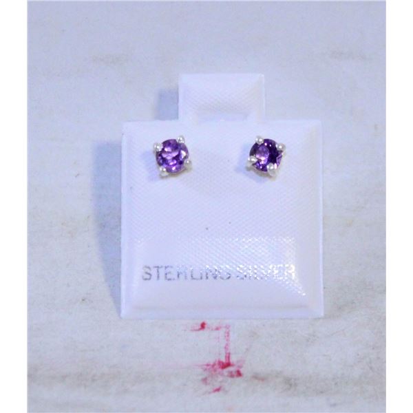 #91-NATURAL  AMETHYST   STUD EARRINGS