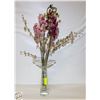 Image 1 : GLASS VASE- 38" W/ FAUX ORCHID ARRANGEMENT