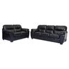 Image 1 : 1601) BRAND NEW BLACK LEATHERETTE SOFA & LOVESEAT