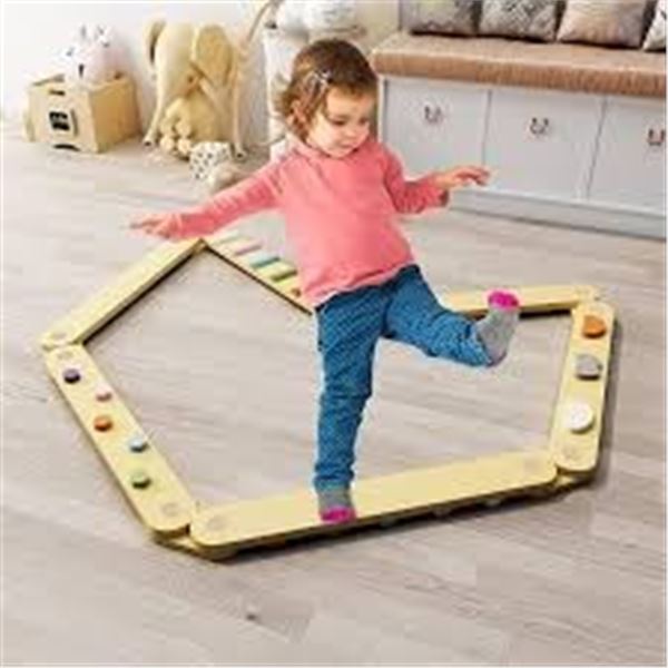 NEW W/BOX WOODEN KIDS BALANCE BEAM NATURAL BIRCH