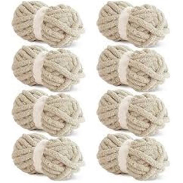 NEW 8PK CHENILLE CHUNKY 8OZ YARN BEIGE