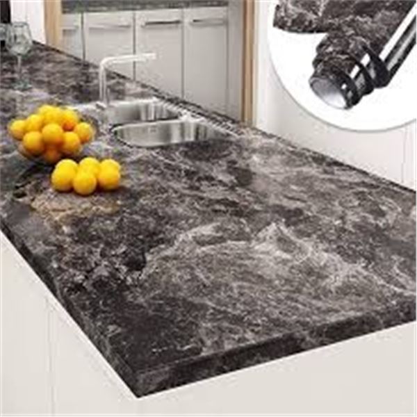 NEW YENHOME 60CM X 5M BLACK BROWN MARBLE COUNTERTO