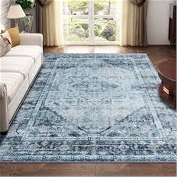 NEW BRICHOEE VINTAGE 6X9FT BLUE AREA RUGS