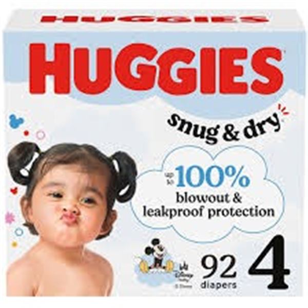 NEW REPACKED 92 DIAPERS HUGGIES SNUG & DRY SIZE 4