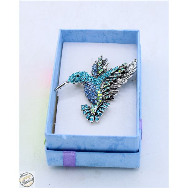 LARGE HUMMINGBIRD BROOCH FILLED WITH