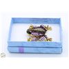 Image 1 : 1.9”X2” PURPLE & BLACK RHINESTONES FROG BROOCH