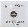 Image 1 : #3189-.999 FINE SILVER 1 GRAM TOKEN WITH