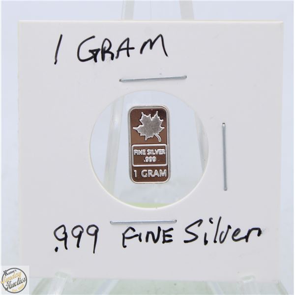 #3185-CANADIAN 999 FINE SILVER 1 GRAM BAR