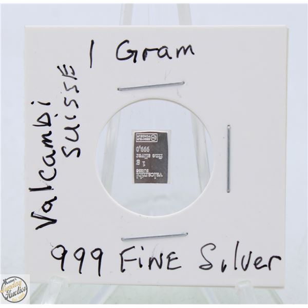 #3186-VALCAMBI SUISSE .999 FINE SILVER 1 GRAM
