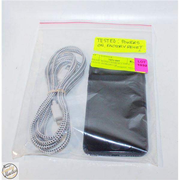 IPHONE W/CHARGE CABLE TESTED FACTORY RESET