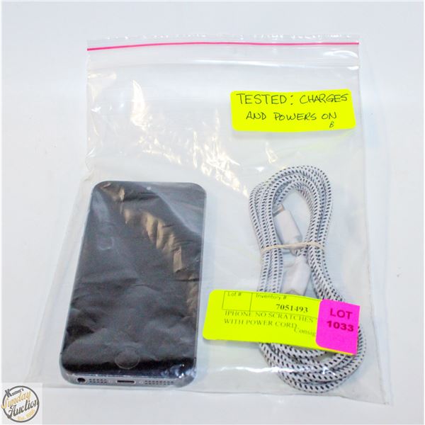 IPHONE TESTED WITH POWER CORD