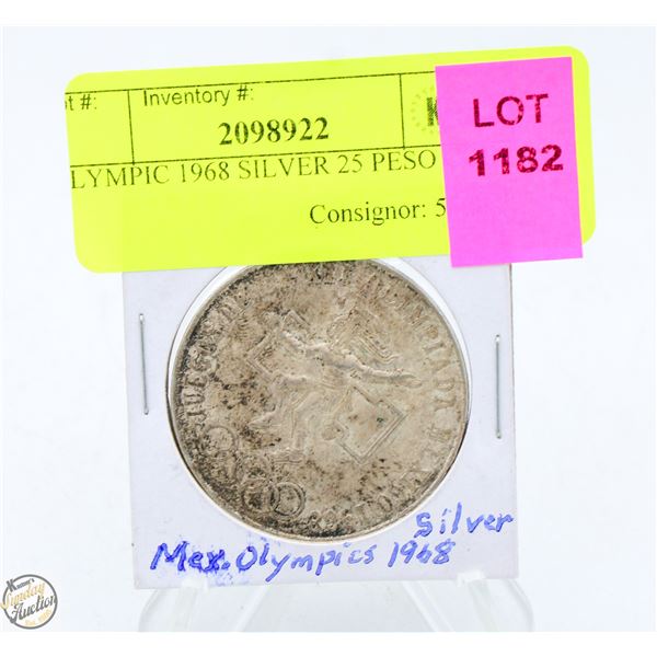 OLYMPIC 1968 SILVER 25 PESO COIN