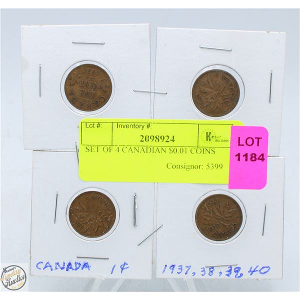 SET OF 4 CANADIAN $0.01 COINS