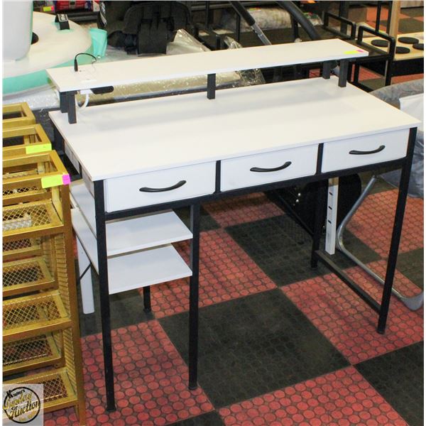 NEW ASSEMBLED WHITE DESK WITH 3 DRAWERS