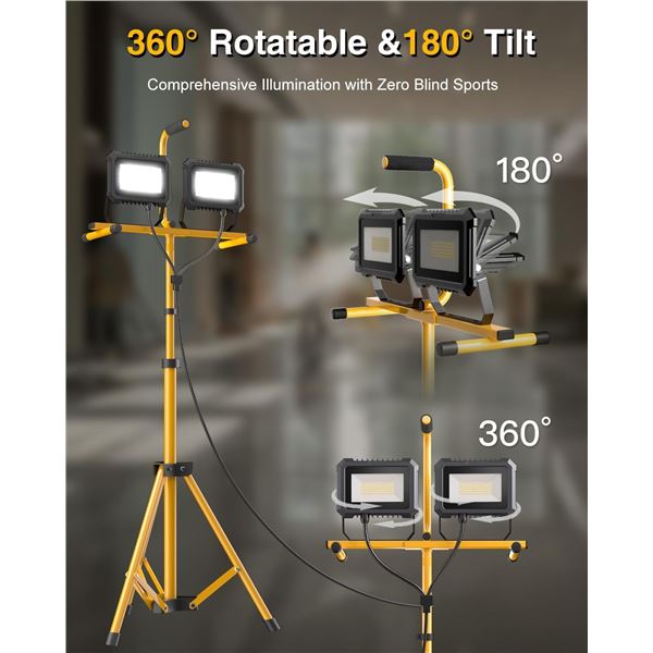 NEW ASSEMBLED TWIN HEAD LED WORKLIGHT W/TRIPOD