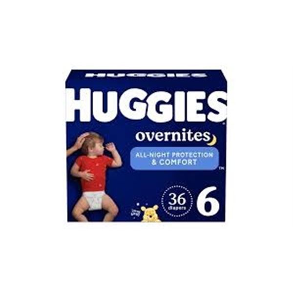 NEW 36 DIAPERS HUGGIES ALL-NIGHT PROTECTION SZ 6