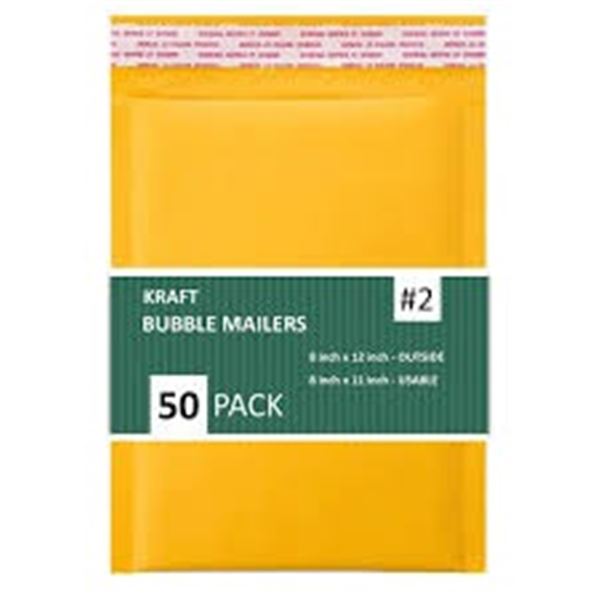 NEW PACKAGEZOOM 50PK KRAFT BUBBLE MAILERS 7.25X12"