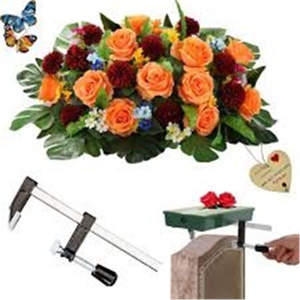 BRAND NEW ALL SPECIAL SADDLE ORANGE ROSE HEADSTONE