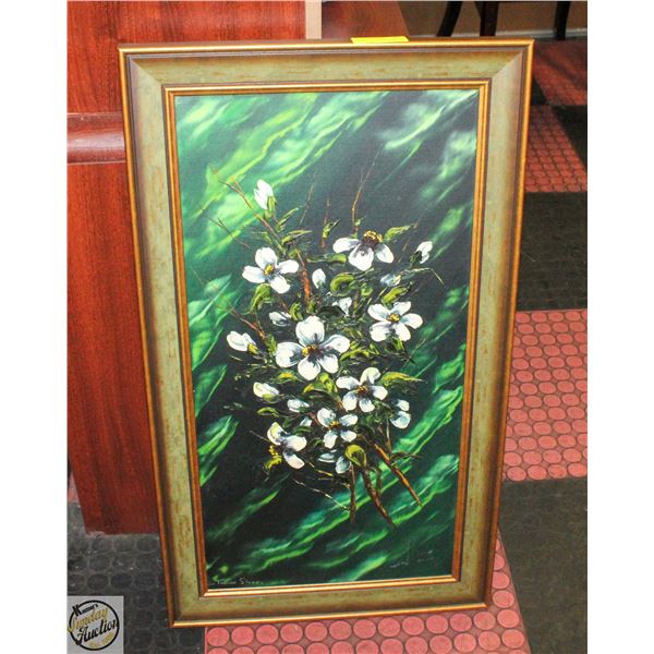 FRAMED LARGE OIL ON CANVAS BY THELMA 19.5" X 34.5"