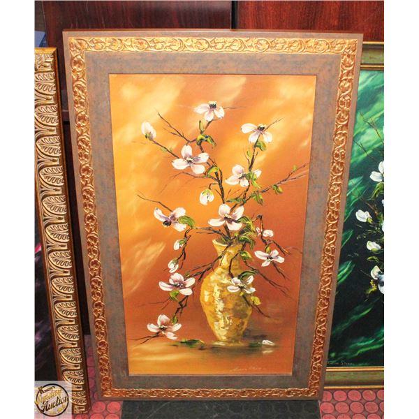 FRAMED OIL ON CANVAS BY THELMA STOBIE 22" X 36.25"