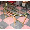 Image 1 : GLASS TOP BRASS HALL TABLE - HAS A WOBBLE H-26.5"