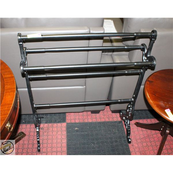 BLACK METAL TOWEL RACK 36" 8.5" X 28.5"