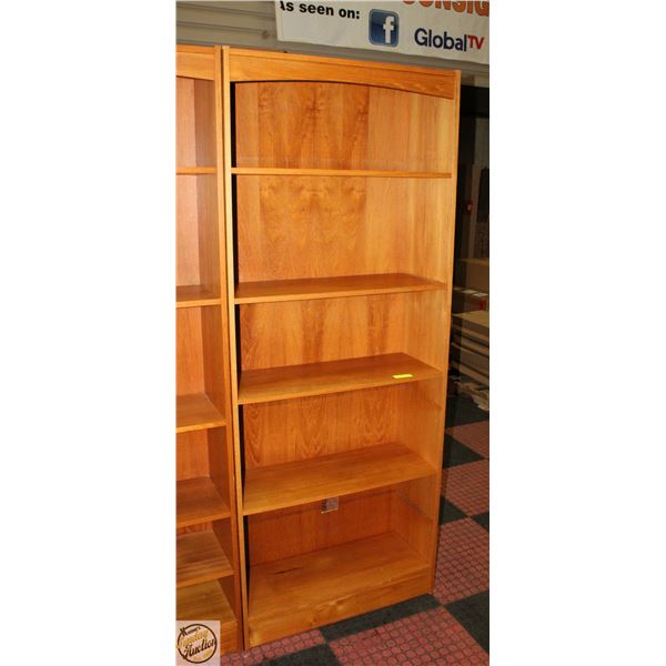 VINTAGE TEAK 5 TIER BOOKCASE 30.5" X 76" X 11.5"