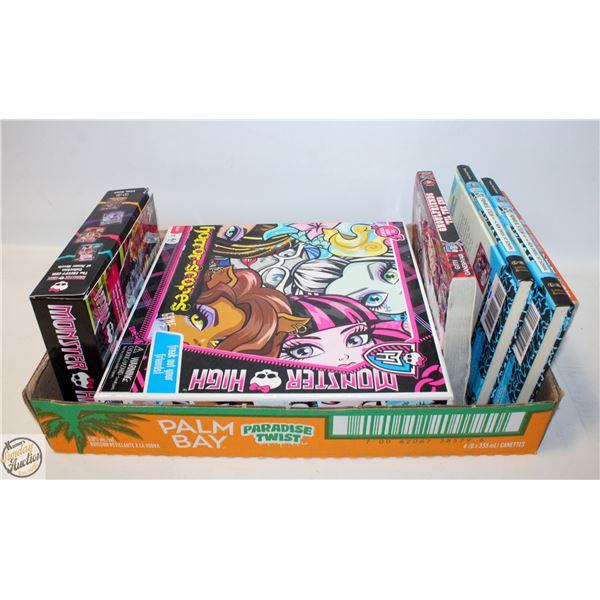 LOT OF MONSTER HIGH BOOKS/GAME