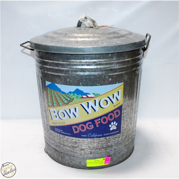 METAL BOW WOW DOG FOOD METAL CONTAINER WITH LID