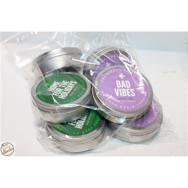 6 NEW EMERGENCY AMBIANCE WHISKY RIVER CO CANDLES
